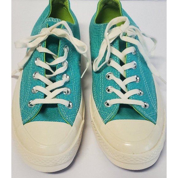 Converse Chuck Taylor Sneakers 7 Neon Nights NWOT Turquoise/Lime Low Shaft 2021 - Picture 3 of 16